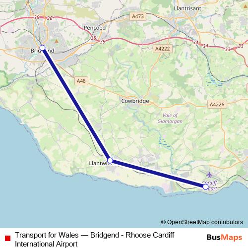 Transport for Wales bus Line Map