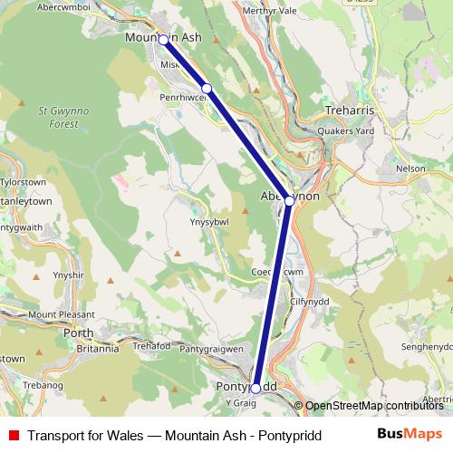 Transport for Wales bus Line Map