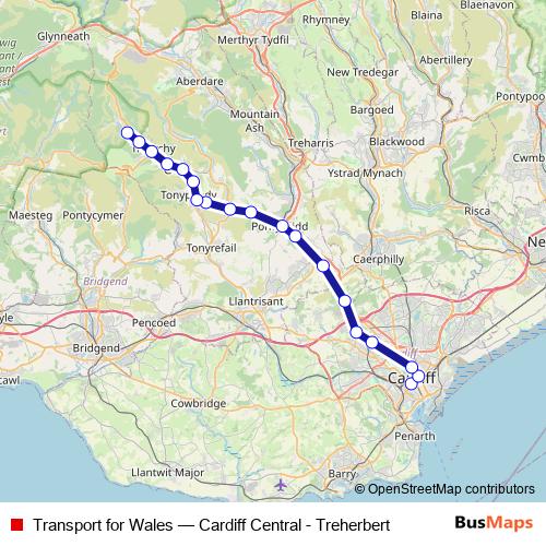 Transport for Wales bus Line Map