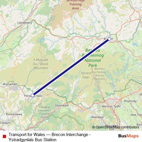 Transport for Wales bus Line Map