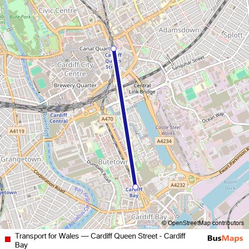 Transport for Wales bus Line Map