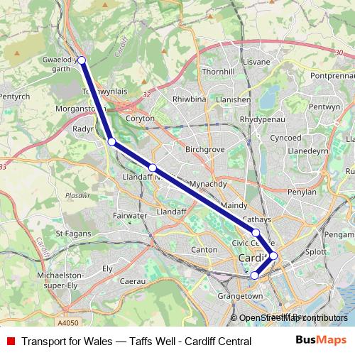 Transport for Wales bus Line Map