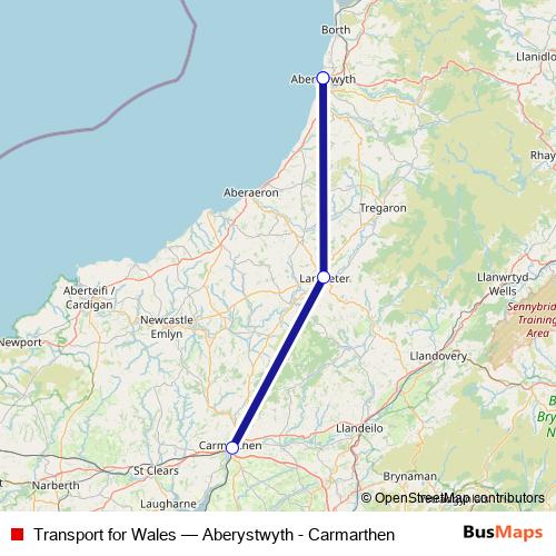Transport for Wales bus Line Map