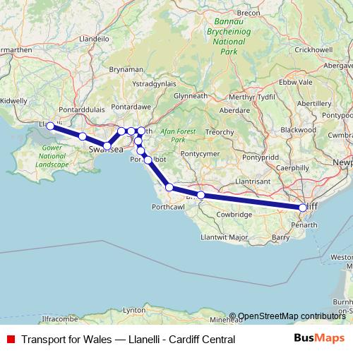 Transport for Wales bus Line Map