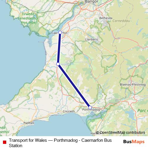 Transport for Wales bus Line Map