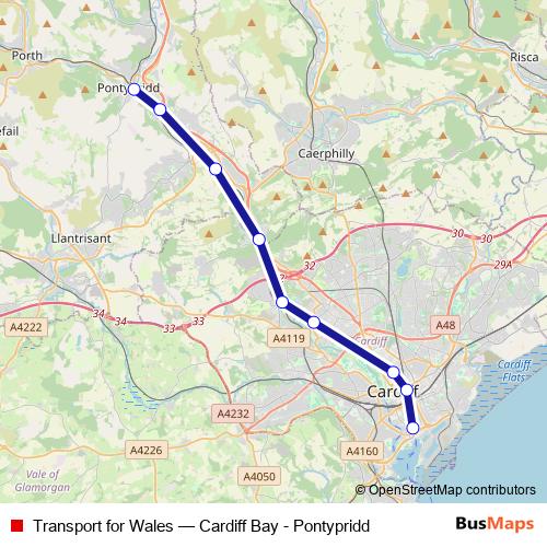 Transport for Wales bus Line Map