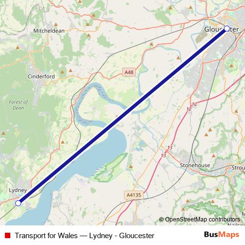 Transport for Wales bus Line Map