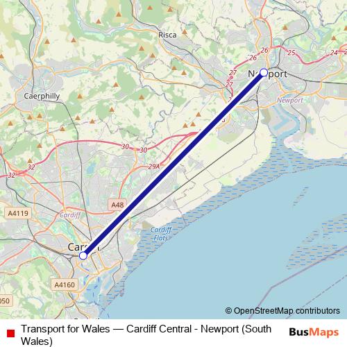 Transport for Wales bus Line Map