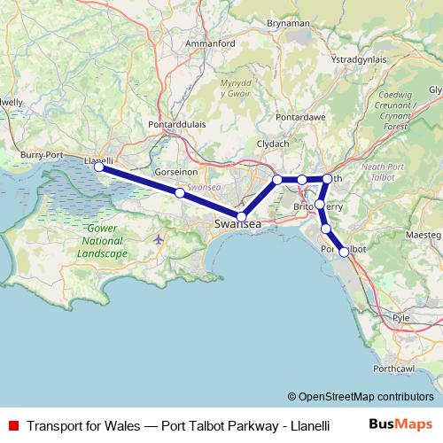 Transport for Wales bus Line Map