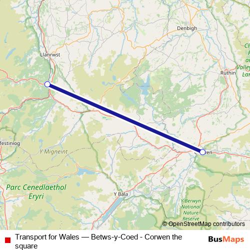 Transport for Wales bus Line Map