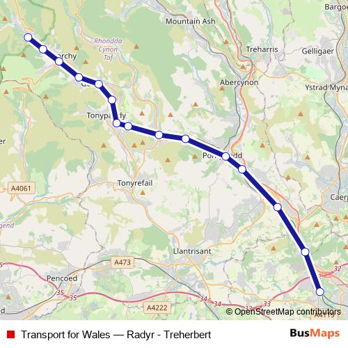 Transport for Wales bus Line Map