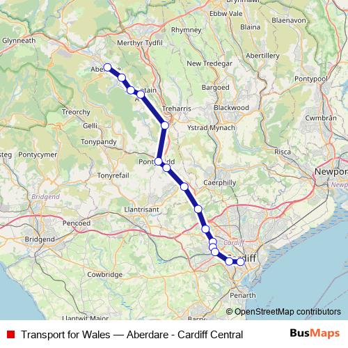 Transport for Wales bus Line Map