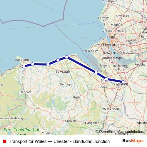Transport for Wales bus Line Map