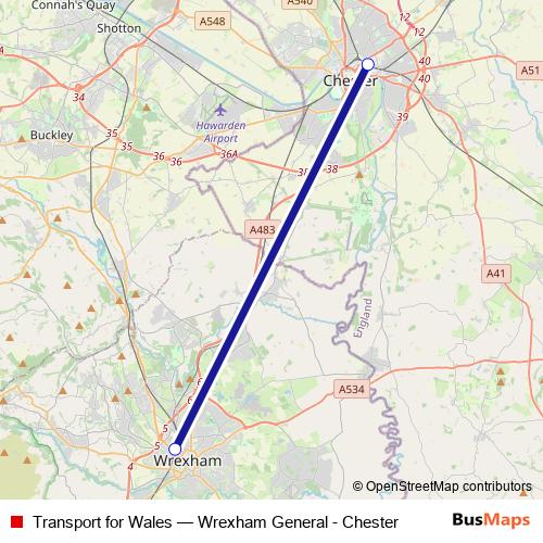 Transport for Wales bus Line Map