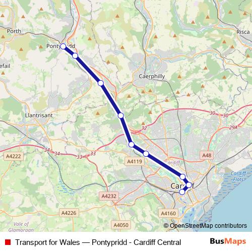 Transport for Wales bus Line Map