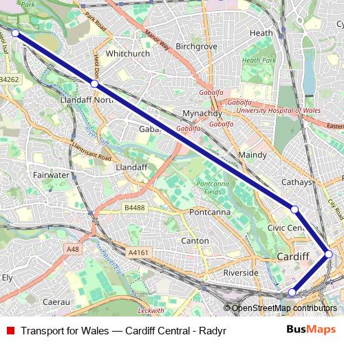 Transport for Wales bus Line Map