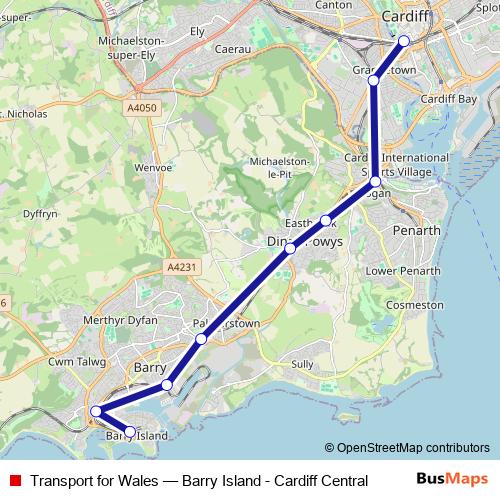 Transport for Wales bus Line Map