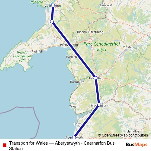 Transport for Wales bus Line Map
