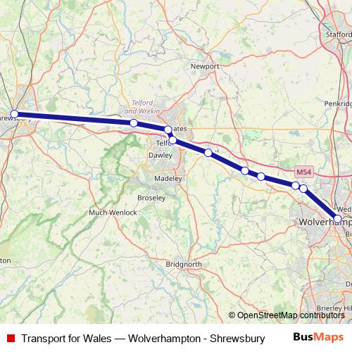 Transport for Wales bus Line Map