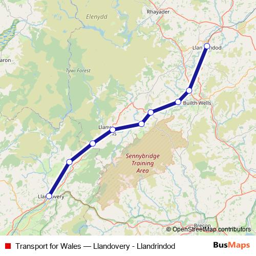 Transport for Wales bus Line Map