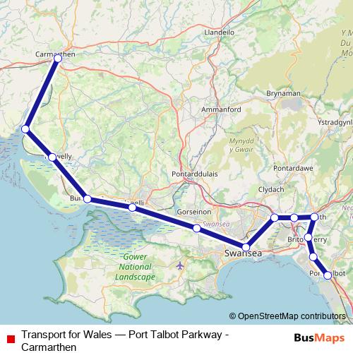 Transport for Wales bus Line Map