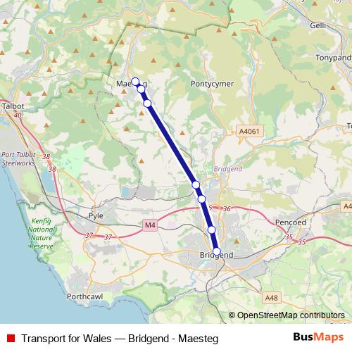 Transport for Wales bus Line Map