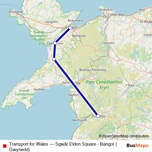 Transport for Wales bus Line Map