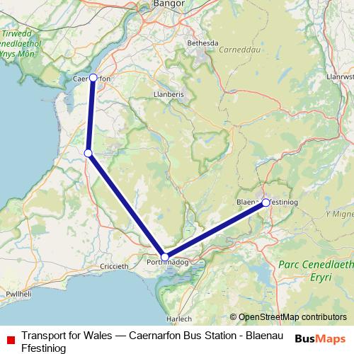 Transport for Wales bus Line Map