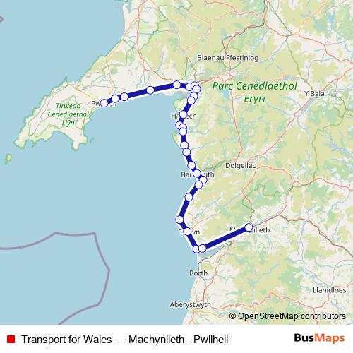 Transport for Wales bus Line Map