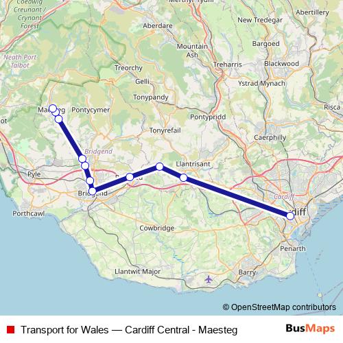 Transport for Wales bus Line Map