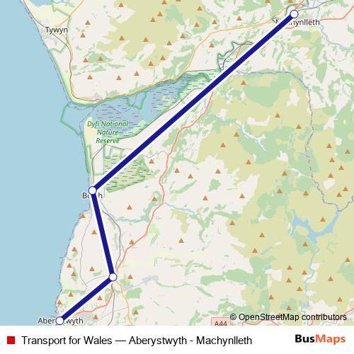 Transport for Wales bus Line Map