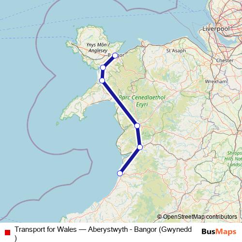 Transport for Wales bus Line Map