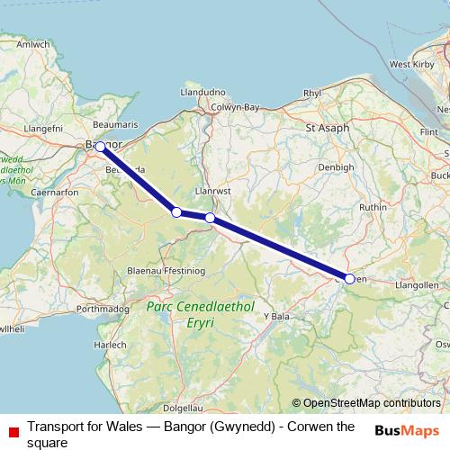 Transport for Wales bus Line Map