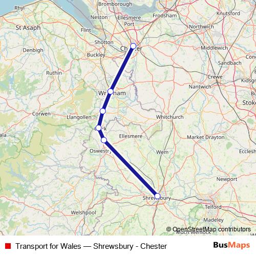 Transport for Wales bus Line Map