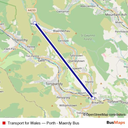 Transport for Wales bus Line Map