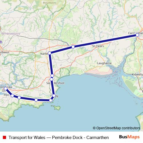 Transport for Wales bus Line Map