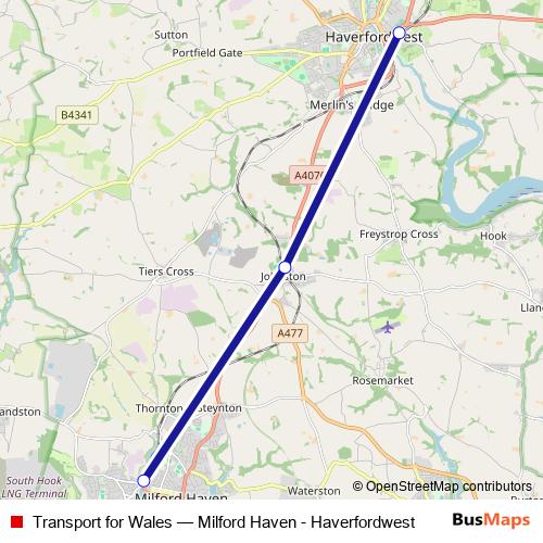 Transport for Wales bus Line Map