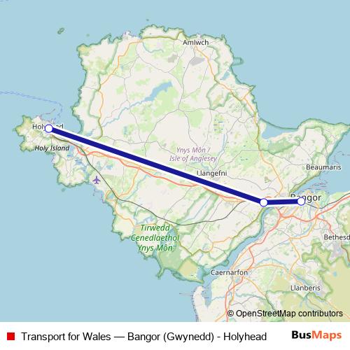 Transport for Wales bus Line Map