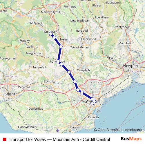 Transport for Wales bus Line Map