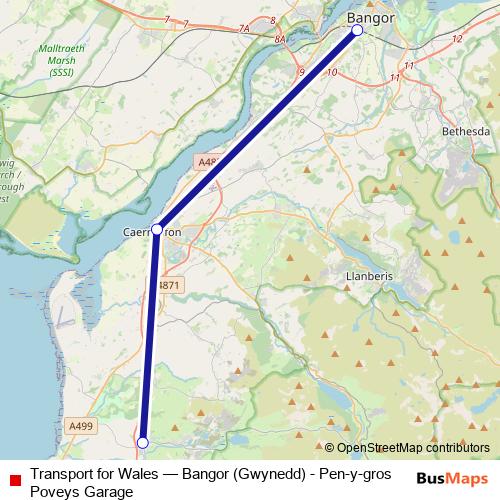 Transport for Wales bus Line Map