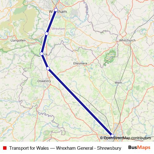 Transport for Wales bus Line Map