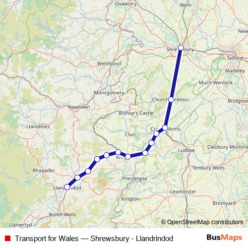 Transport for Wales bus Line Map