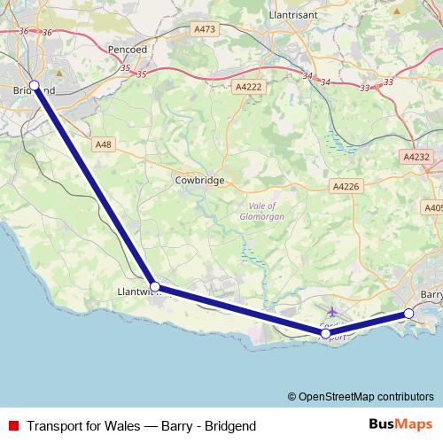 Transport for Wales bus Line Map