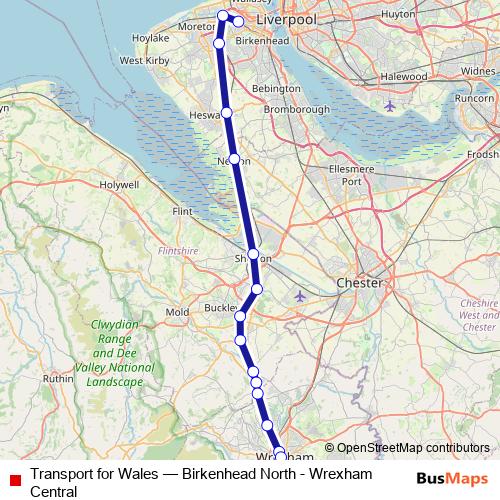 Transport for Wales bus Line Map