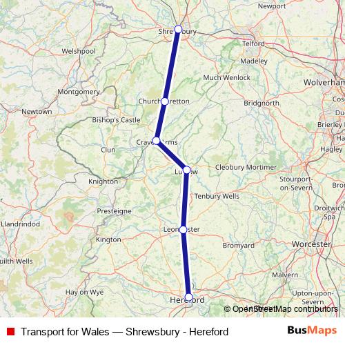 Transport for Wales bus Line Map