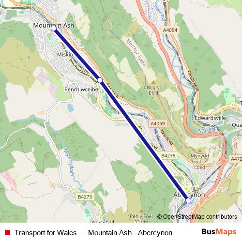 Transport for Wales bus Line Map
