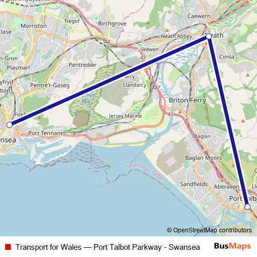 Transport for Wales bus Line Map