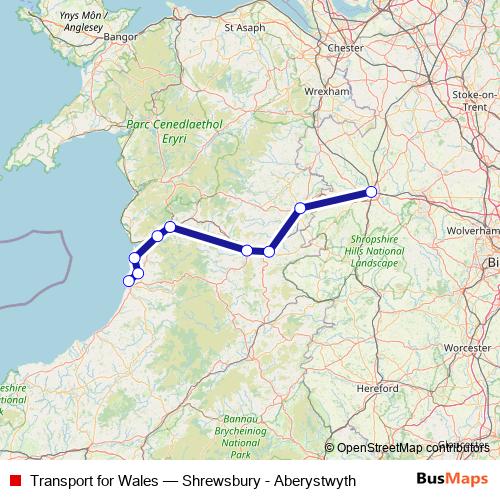 Transport for Wales bus Line Map