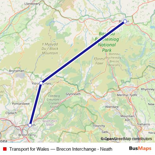 Transport for Wales bus Line Map
