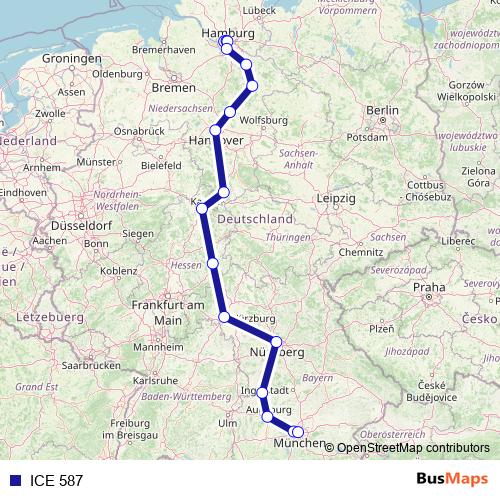 ICE 587 rail Line Map